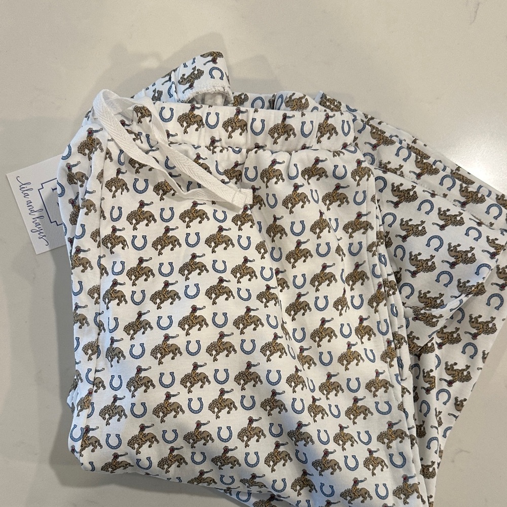 Lila and Hayes Kids Pajama Bottoms - White and Blue